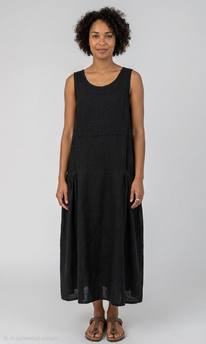 Linen Pocket Midi Dress