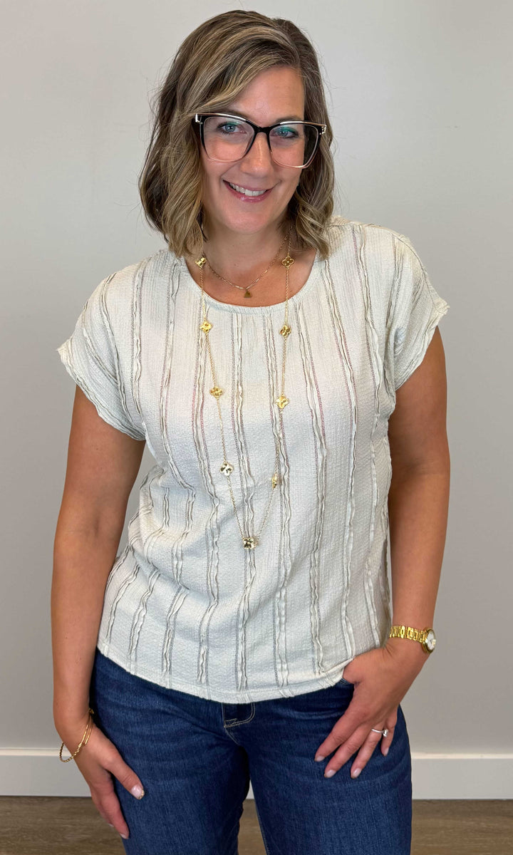 Textured Stripe Knit Top