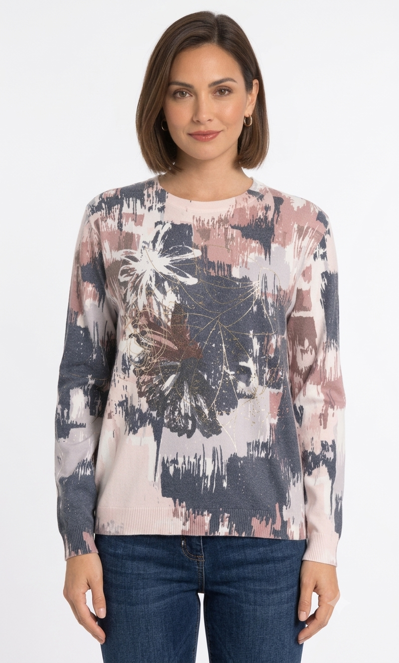 Abstract Floral Print Top