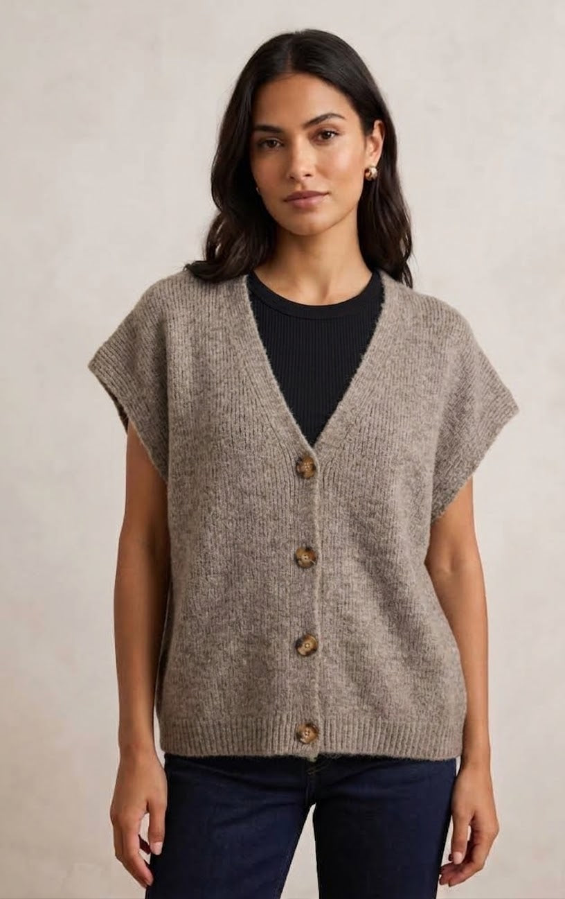 Button-Front V-Neck Sweater Vest