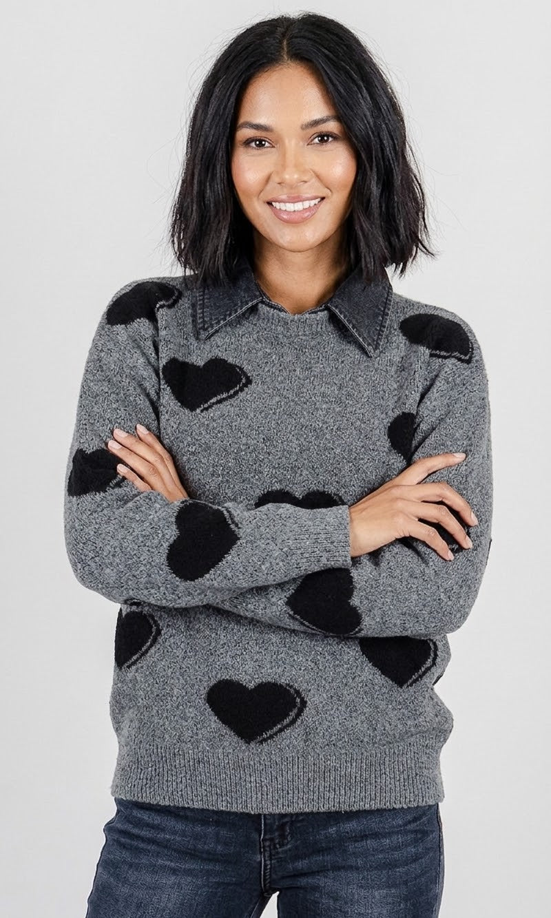 Heart Detail Knit Sweater