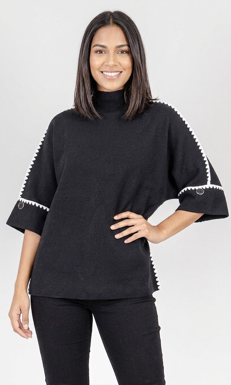 Contrast Stitch Knit Sweater