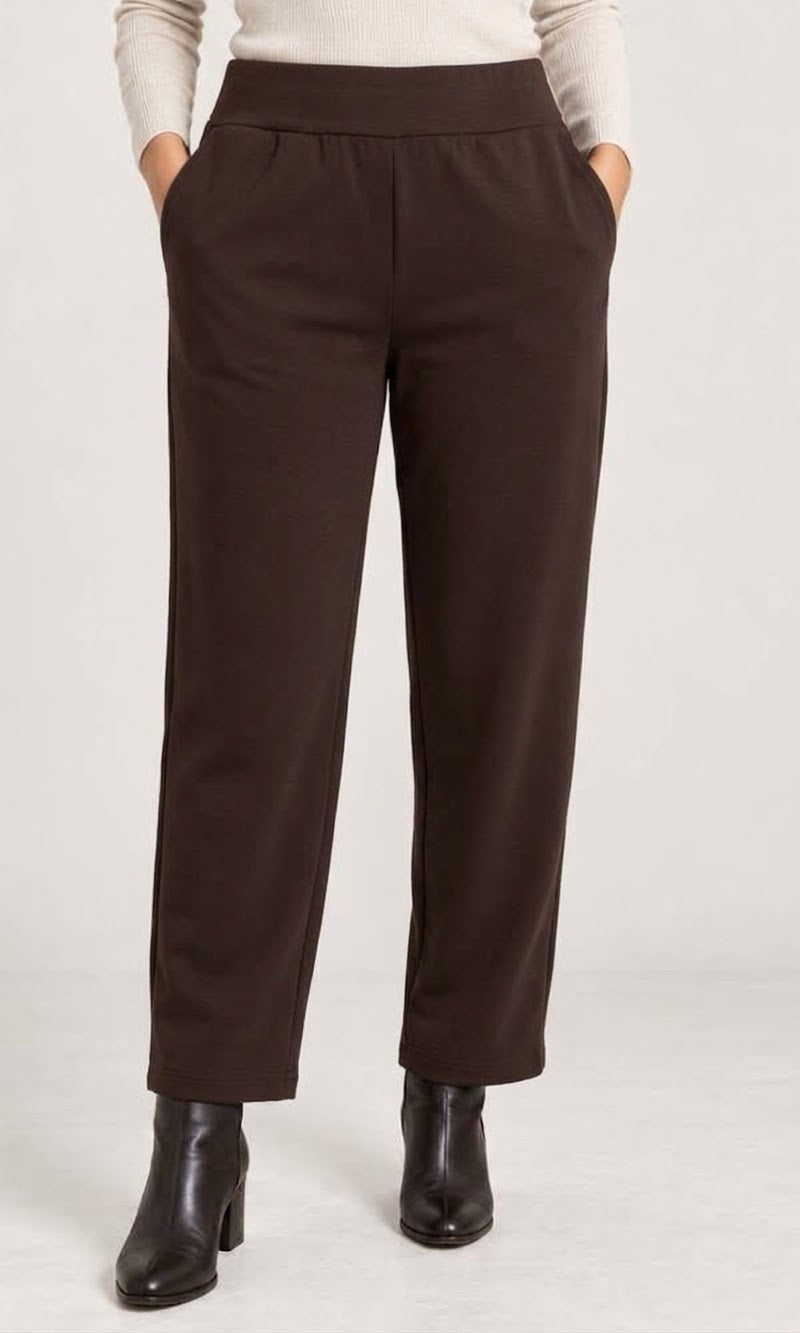 Textured Pull-On Straight-Leg Pants