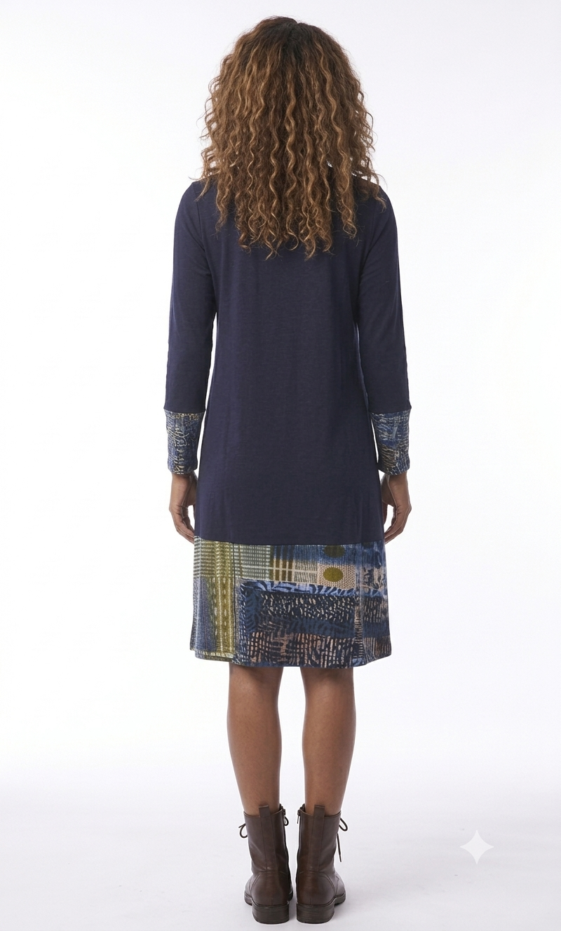 Patchwork Trim Pocket Dress