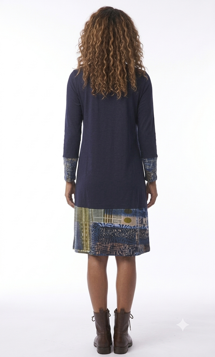 Patchwork Trim Pocket Dress