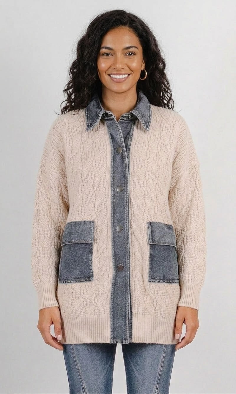 Cable Knit & Denim Jacket