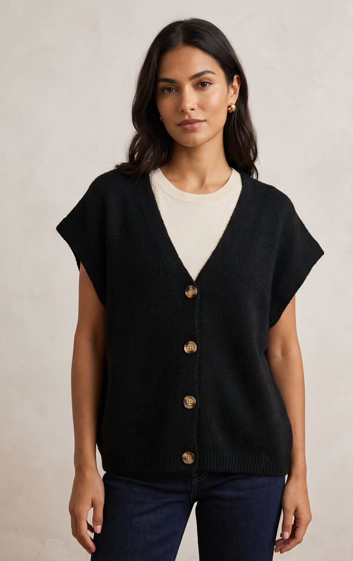 Button-Front V-Neck Sweater Vest