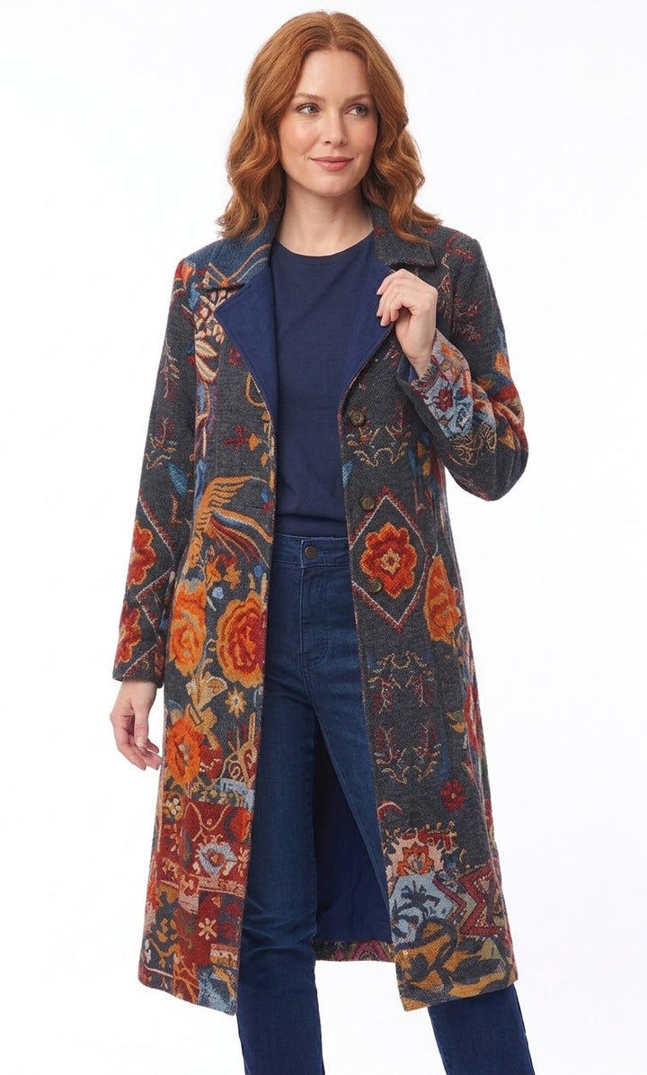 Mixed Print Longline Coat