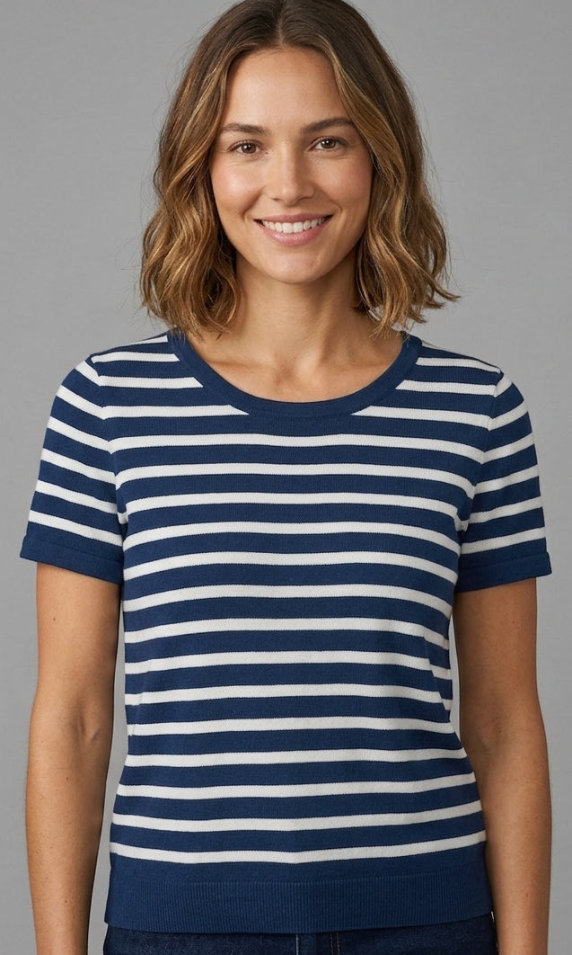 Short Sleeve Stripe Knit Top
