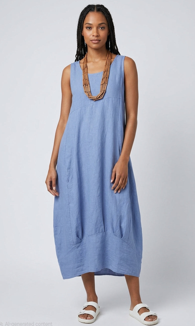Linen Bubble Hem Dress