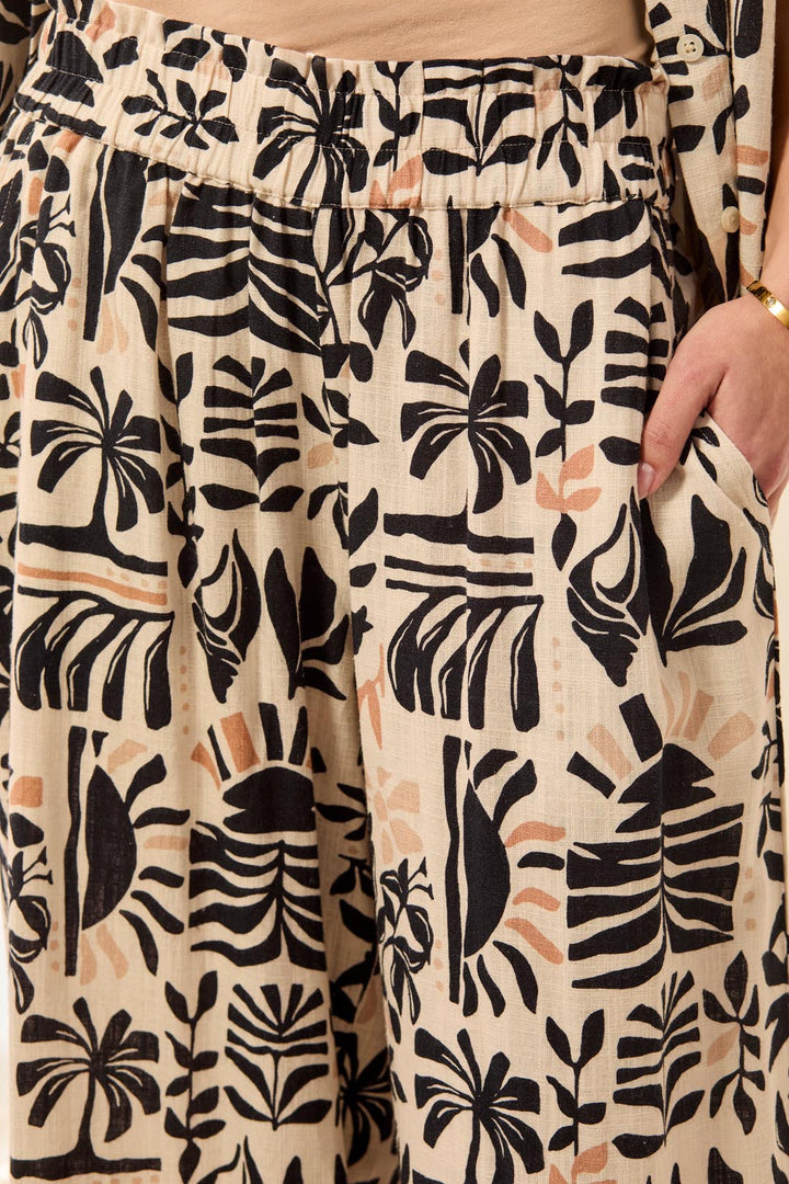 Abstract Botanical Wide-Leg Pants
