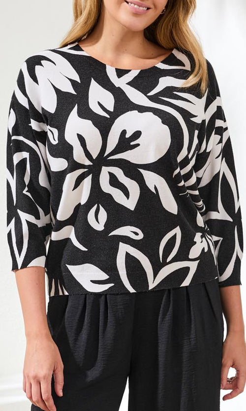 3/4 Sleeve Boatneck Sweater